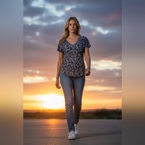 Madison Jules Navy Blue Sailboat Women's Top NWT XS